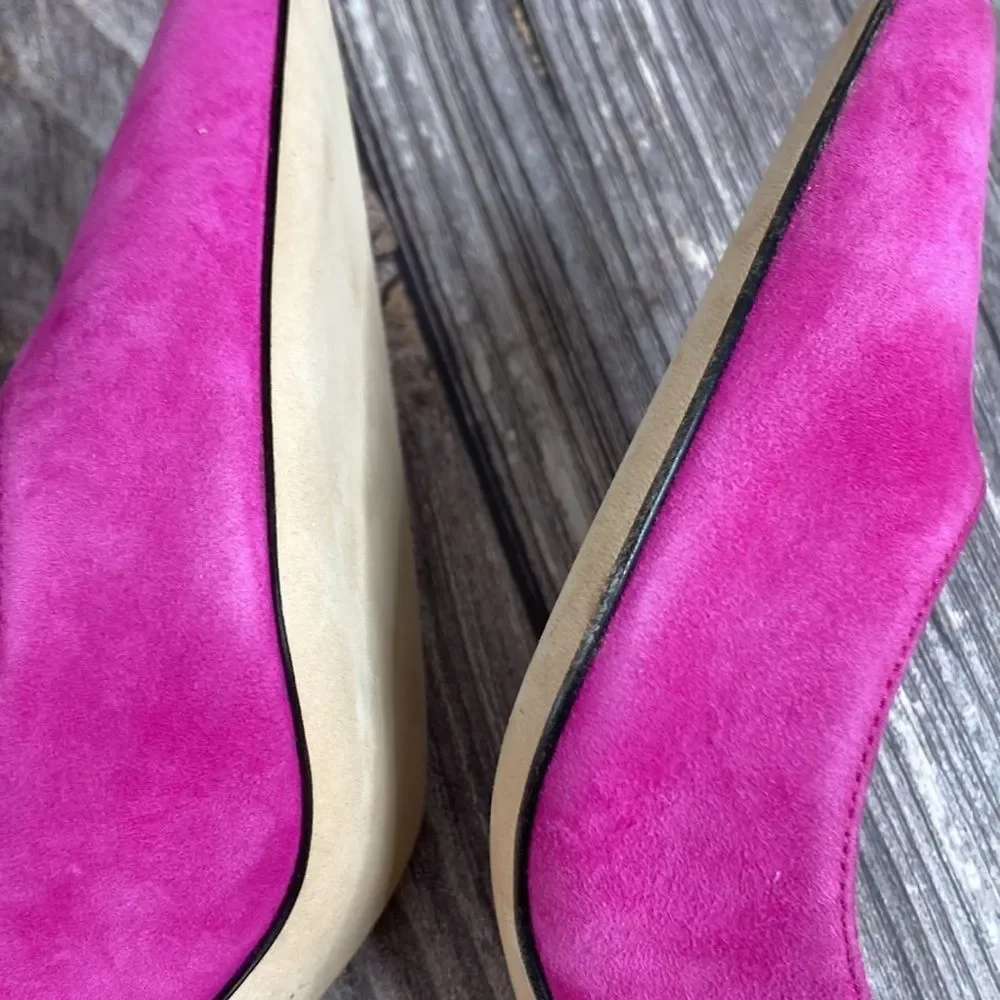 Sergio Rossi Scarpe Donna Pink Suede Slingback Pumps 39M - Picture 7 of 8